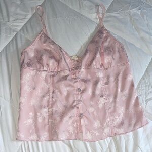 Pink satin crop top